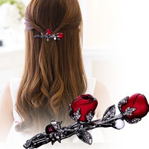 Han Edition Headwear Creative Fashion Inlaid Drilling Spring Hairpin White Moon Light Hair Clip Rose Lace Hair Clip
