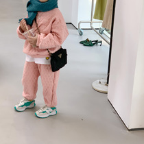 Girls Winter Cotton Clothes 2022 new childrens Han Edition thickens sports coat kindergarten casual set