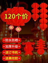 Cellular lanterns small lanterns hanging decorations Spring Festival plastic paper A series of red wedding pendants The Spring Festival Rflower mall decoration
