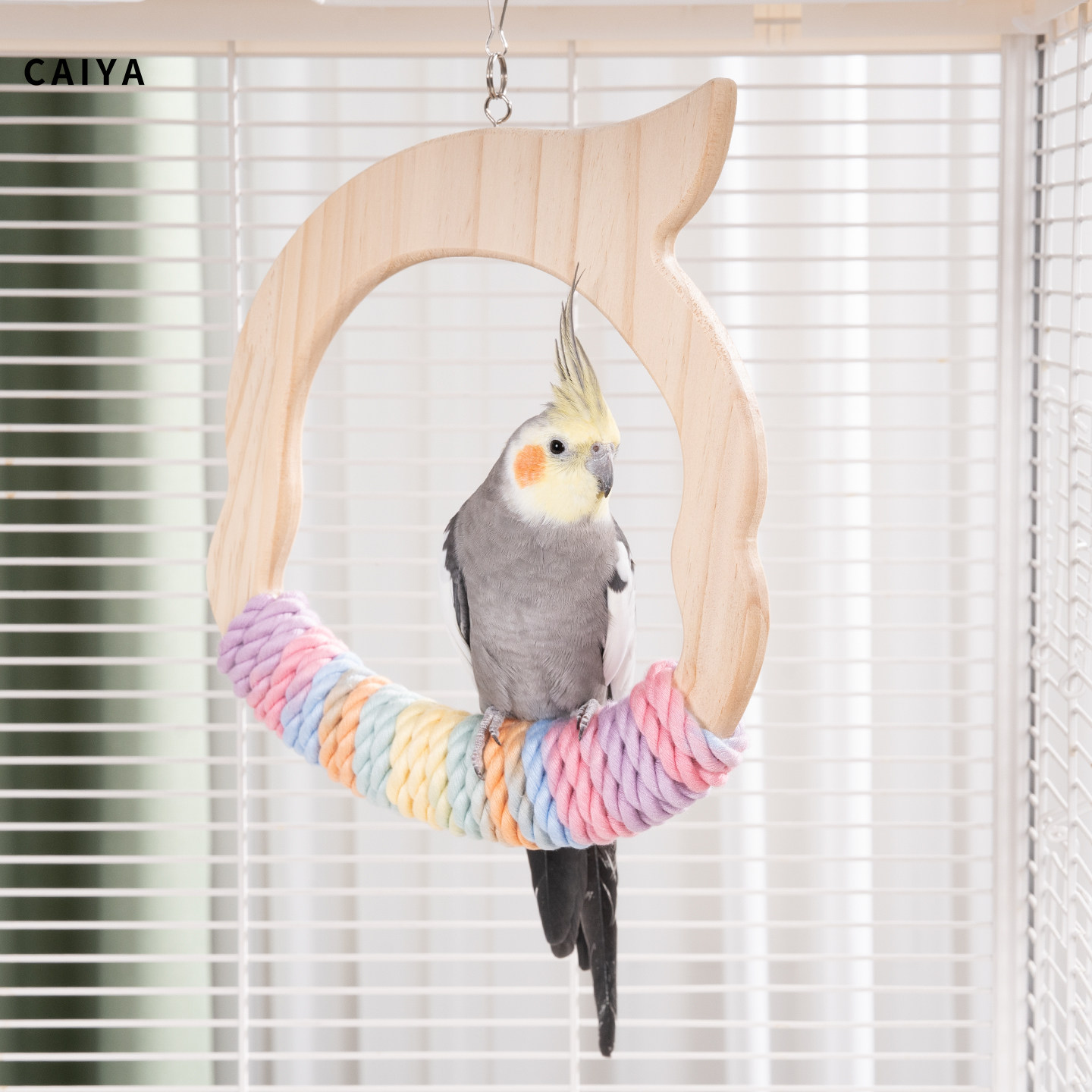 2025's hottest review! parrot swing: colorful cotton rope + solid wood ...