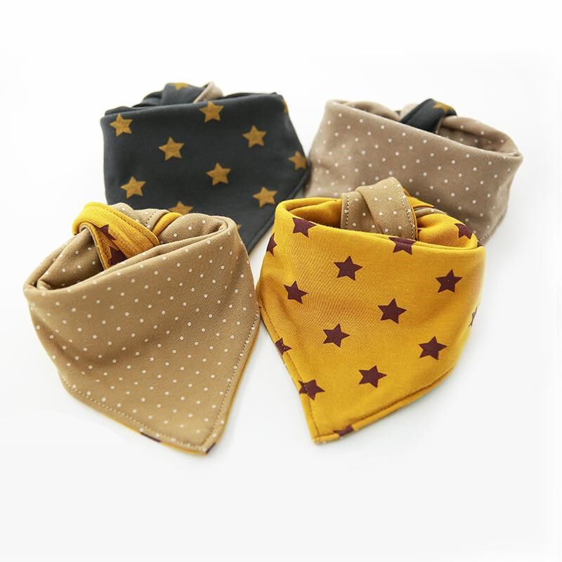 Han Edition Autumn Winter New Baby Saliva Towel Baby Triangle Towel Boy Enclosure Bib Bifacial Pure Cotton Scarves
