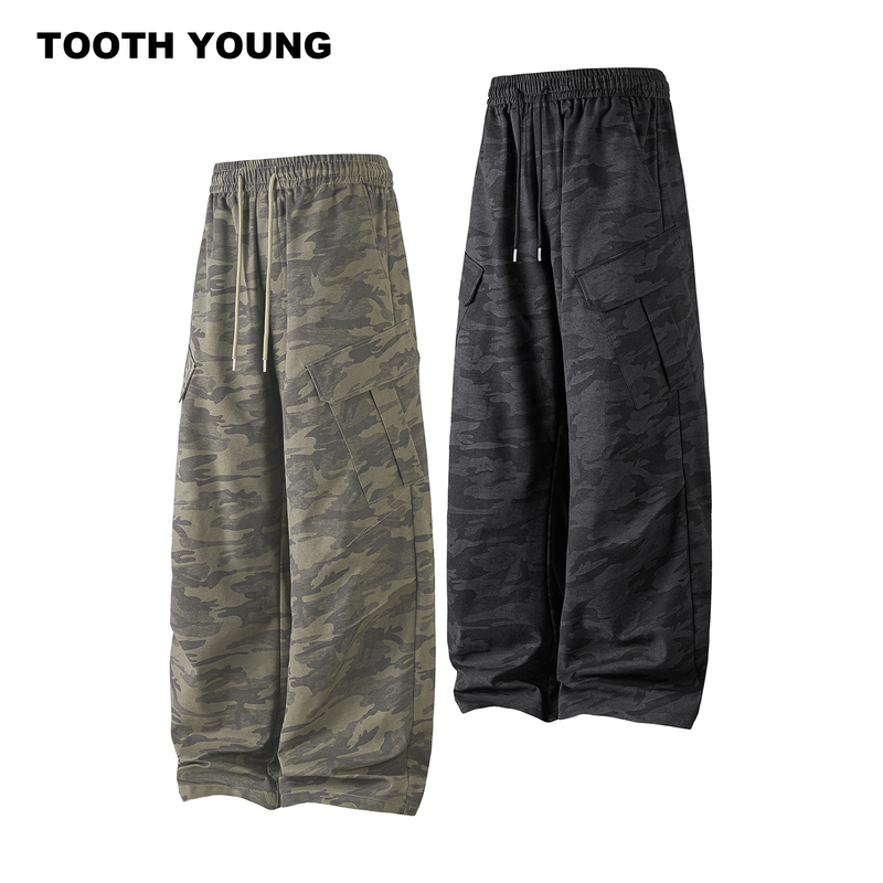 Zheng Yiai Wears Plus-Size Men's Clothing [Dark Camouflage Pants] Autumn High-Street Scimitar Camouflage Pants Trendy Cargo Pants