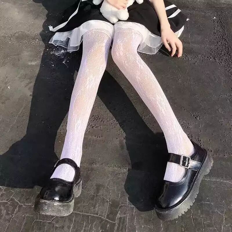 Lolita socks white foot and bottom pantyhose Lolita jk fishing net red black silk sock spring and autumn