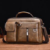 New mens bag thickened genuine leather Japanese shoulder bag business crossbody bag soft cowhide casual official backpack mens handbag