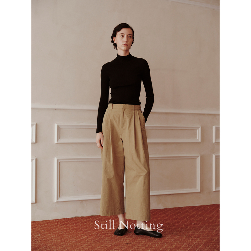 Still Notting | Long-Staple Cotton Pleated Straight-Leg Khaki Cropped Pants Still Notting | Long-Staple Cotton Pleated Straight-Leg Khaki Cropped Pants