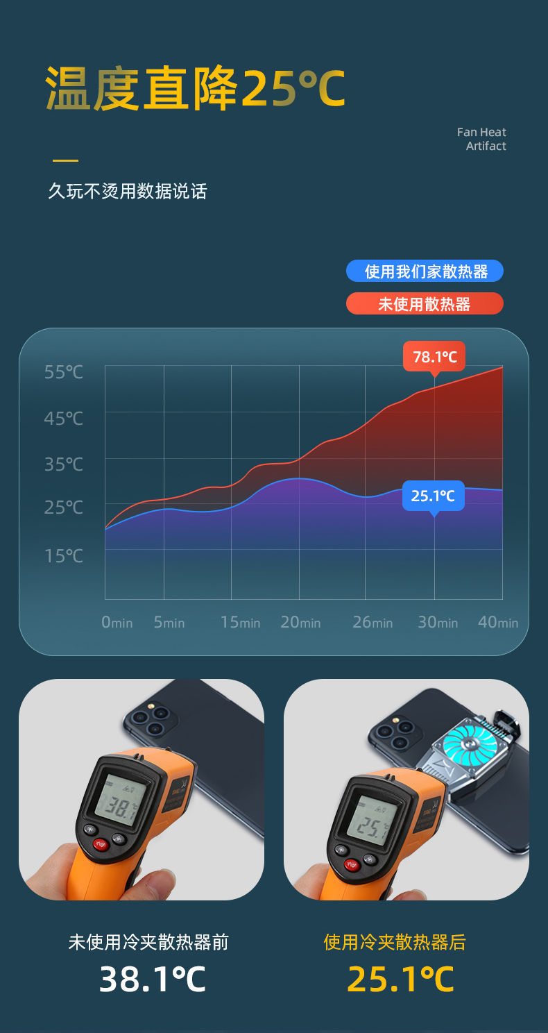 手机散热器无线风冷物理降温神器充电静音无