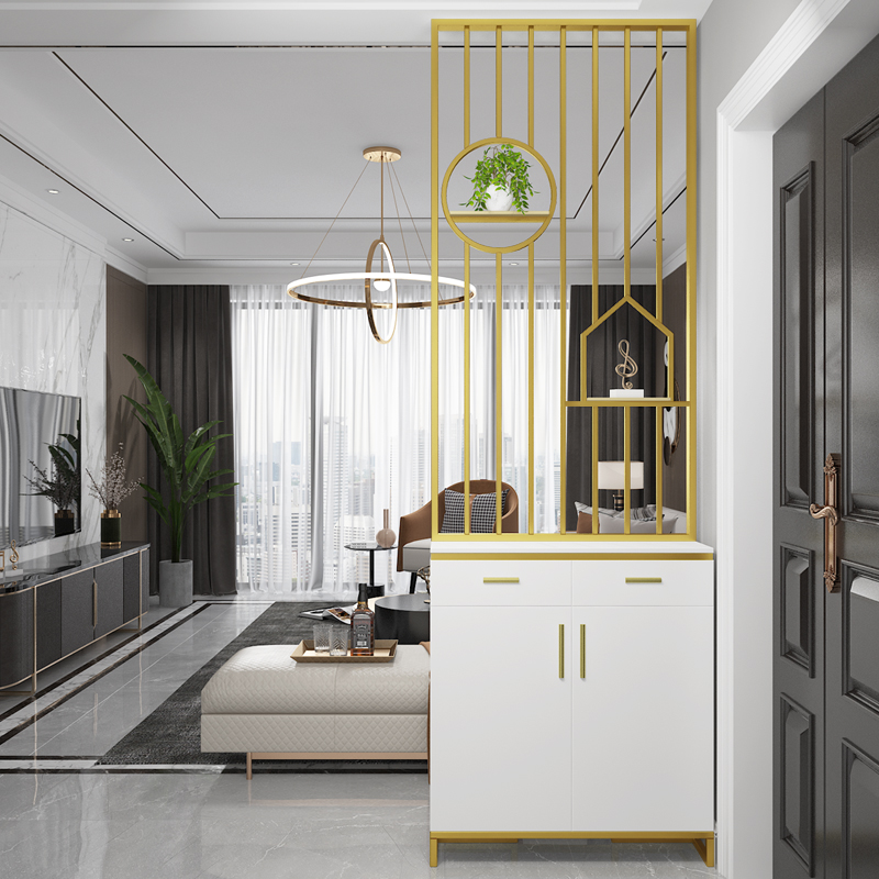 Nordic modern metal screen into the living room semi-cut decorative shelf washstand washstand toilet entry cabinet partition