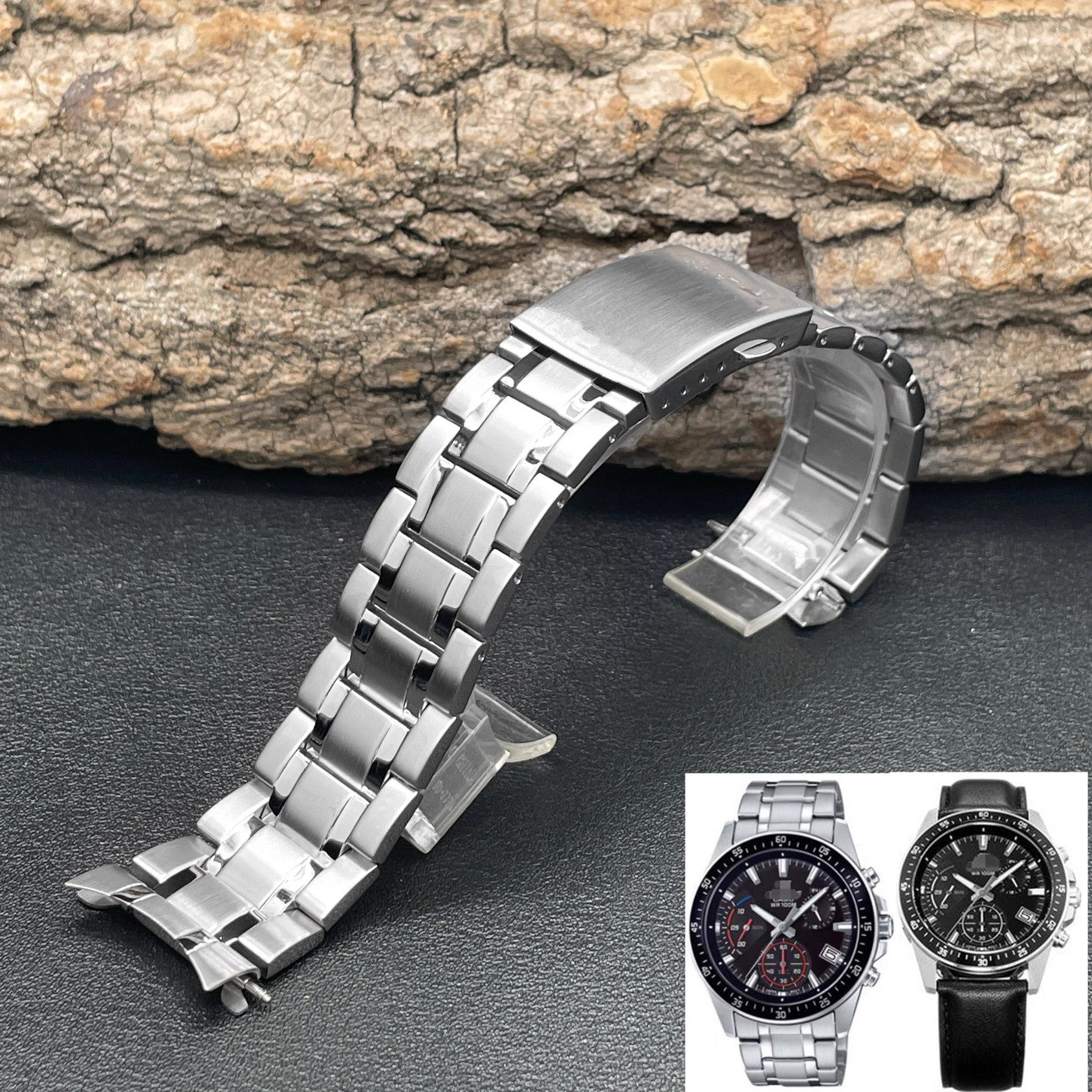 Mengshi Chun Is Compatible with Casio 5345Eqw-T630 Efr-539Lefv-540 Solid Steel Strap Watch Band 22mm