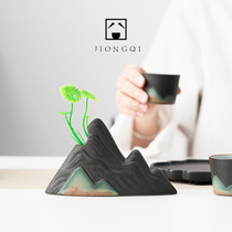 Ham flower flower cupboard tea set piece living room flower porcelain retro meditation modern simple Japanese tea art dry flower