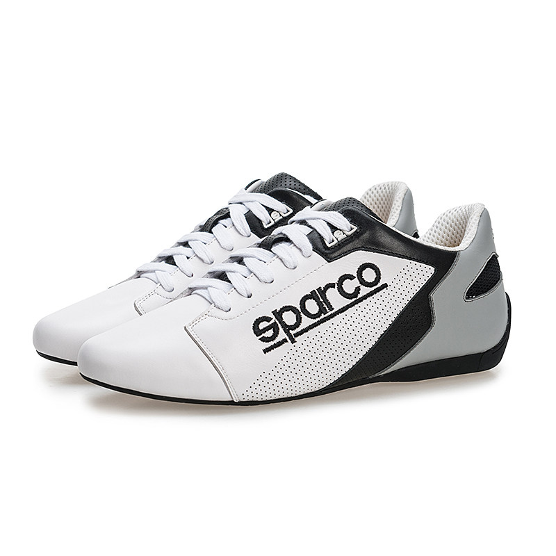 Small White Shoes Genuine Leather SPARCO Racing Car Low Bunch Casual Sports Riding Cardin locomotive shoes Men and women