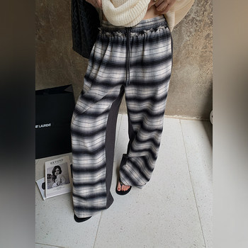 ສິບສາມ porridge plaid sequence classic contrast color plaid pants women's autumn fashion versatile commuting practical wear straight leg loose pants
