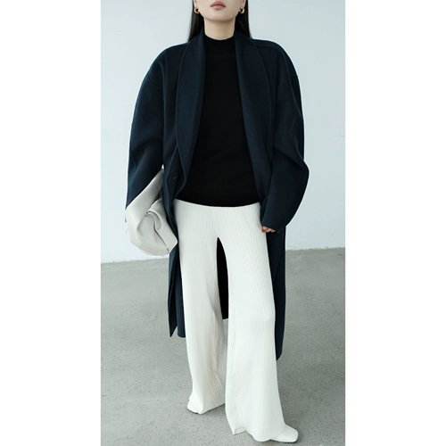 Шерстяные трикотажные демисезонные штаны для отдыха, высокая талия, свободный прямой крой