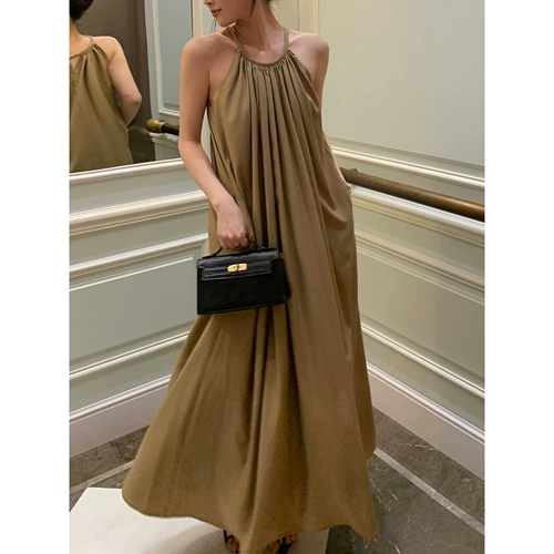 Zhou Miao Zhoumiao 100 Laiser Wanging Neck Camisole Платья, плиссированная слабая юбка детей