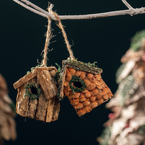 Honghan bark Nordic pastoral wind forest small house pendant Christmas decorations Christmas tree pendant charm