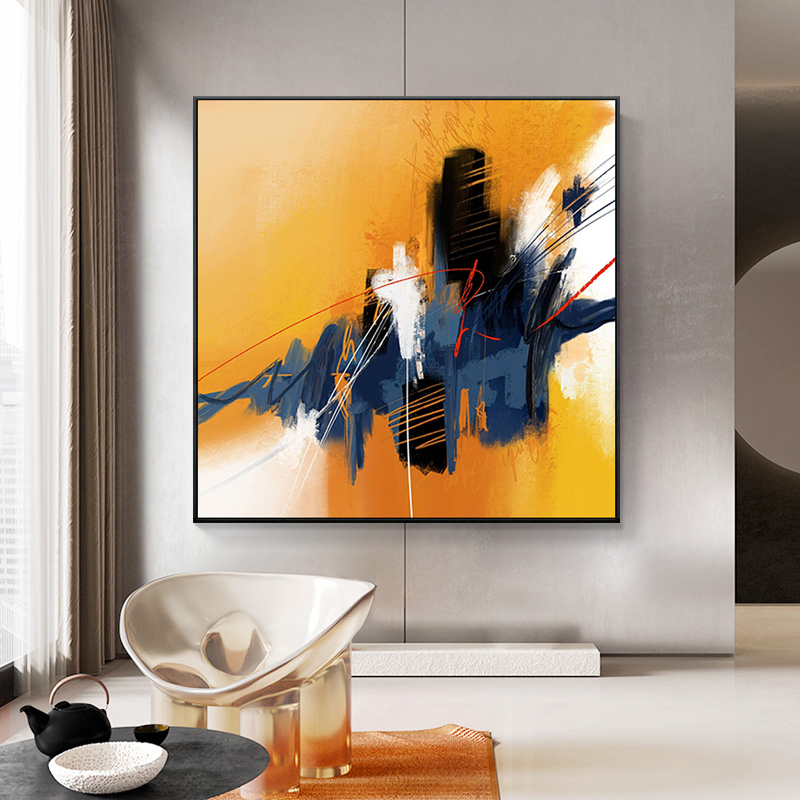Dining Room Yellow Tone Oil Painting Living Room Hand-painted Abstract Minimalist Hang Painting Nordic Hand Custom Light Lavish Luxury Guan Decorative Painting