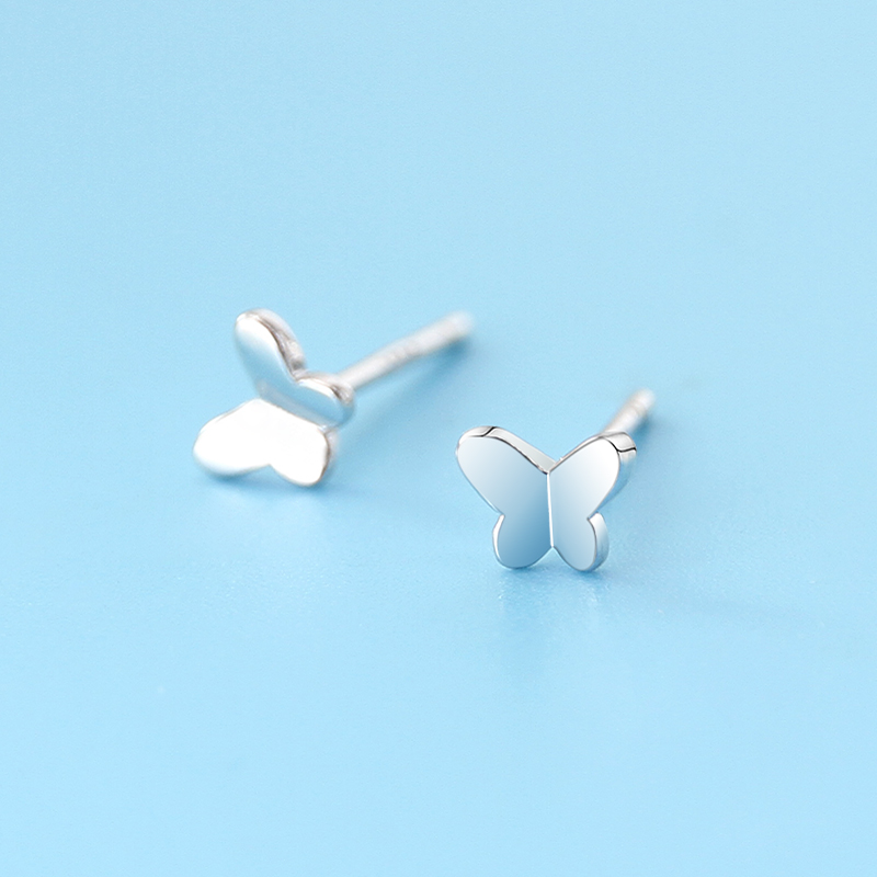 Exquisite butterfly ear studs female sterling silver ins simple Japanese style small mini ear studs sleep free from picking ear holes