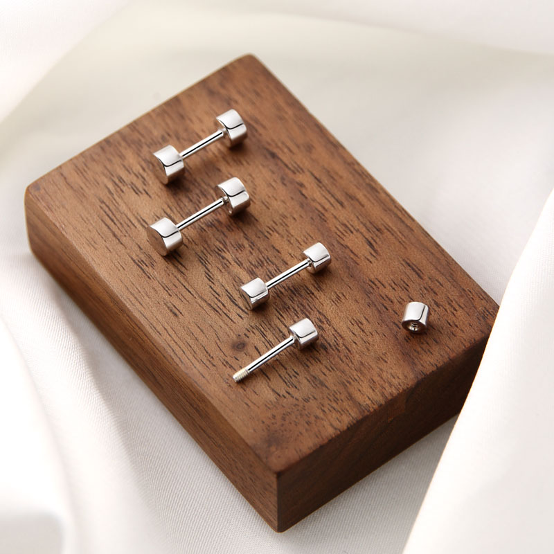 Pure silver ear screw screw tip high sense simple small earrings female cold wind earbuckle ear sleep free