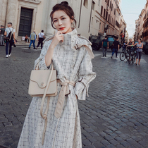 Sandro Moscoloni trench coat 2021 new long coat plaid loose British fashion coat women