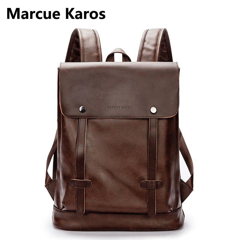 Marcue Karos Men's Backpack Genuine Leather Large Capacity Computer Bag Casual Travel Backpack Commuter Style School Bag
