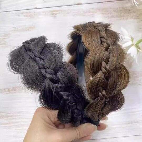 Wig braided hairband for women 2025 new style high skull wide edge daily wear hairpin to cover gray hair