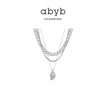 ABYBCHARMING necklace female summer Joker Crescent curved three-layer stack wearing neck chain original design ins cold wind
