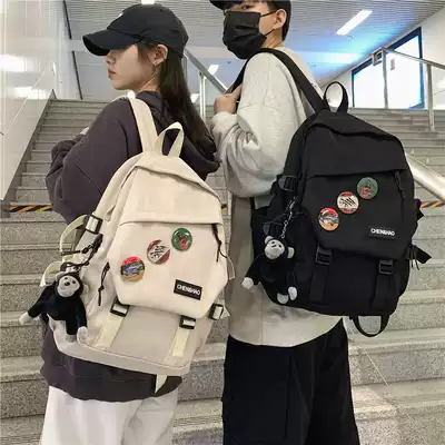 Fashion trend school bag female Korean version of high school college students wild tooling style campus large-capacity backpack men's shoulder bag