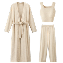Lucky Cotton Pajamas Womens Maillard Half Velvet Autumn and Winter Long Style Can Be Weared Slim Anti-static Home Clothes Suit Pajamas