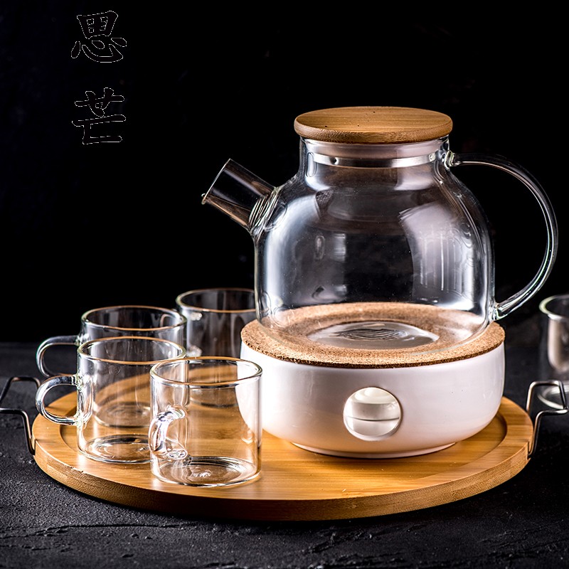 -Warm tea oven candle boiled tea oven and herb tea with heat - resistant glass bloom teapot set heated and cooked fruit