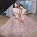 Розовое платье подружки невесты, летний длинный лонгслив, вечернее платье, по фигуре