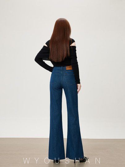 【王幼珊】微喇牛仔裤女高腰显瘦秋冬季小个子喇叭裤子 罗蓝9209