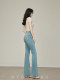 Slightly booted jeans for women, high-waisted, slim-fitting, autumn and winter petite bell-bottoms, light-colored pants 9109