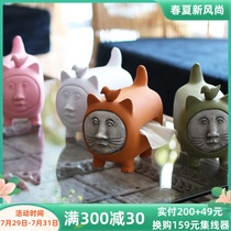 Empty meow meow] Nordic ins light luxury tissue box creative cute tissue holder Living room dining room storage pumping paper box