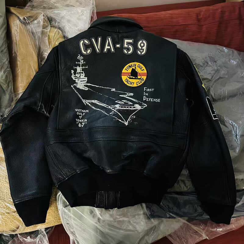 G1 Leather Jacket Classic Aviator Loose-Fit Goatskin Jacket Pakistani Retro Military Style Leather Jacket for Men and Women