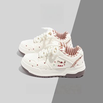 British Dhwa Women's White Sneakers 2026 Spring and Autumn New Style Student Niche Casual Hong Kong Style Sports Thick-Soled Sneakers