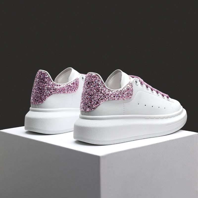 Purple Tail Duke Mcqueen White Sneakers for Women 2025 New Model Genuine Leather Thick-Soled Sports Casual Shoes Height-Increasing Versatile Sneakers for Men