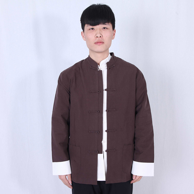 Xuân Thu thậm chí vai tay áo jacket Trung Quốc vải thô vai tay kẹp cổ hủ Tang quần áo của nam giới khóa quần áo Vintage ông già