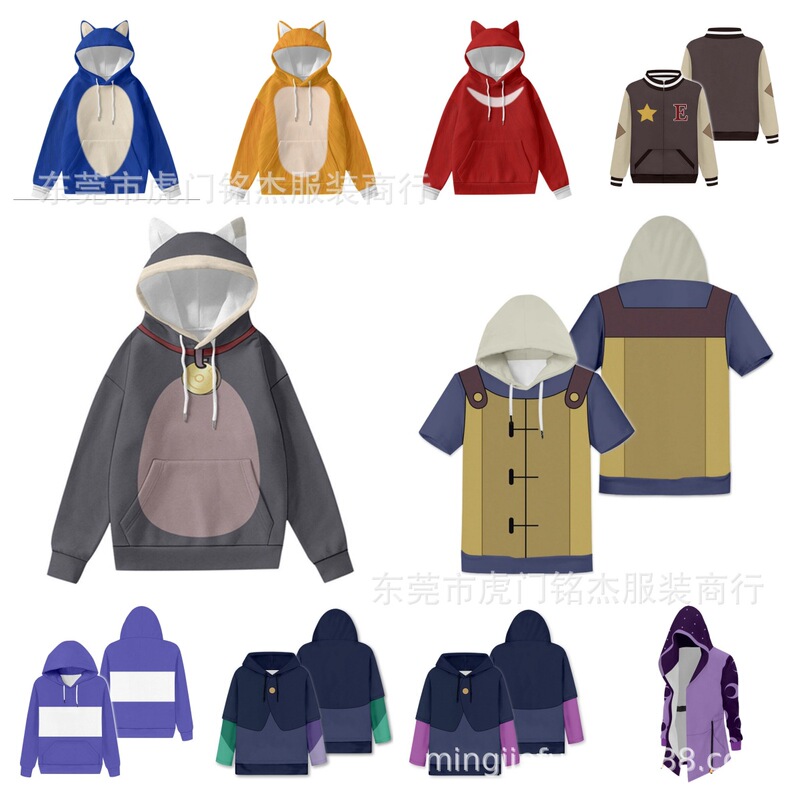 Owl Magic Society European and American Anime 3D Digital Print Hooded Pullover Casual Hooded Jacket Loose Fit