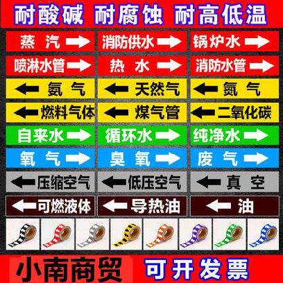 Pipe Logo Sticker Safety Chemical Spray Pipe Package Pillar Gas Equipment Backwater Labeling to do Oxygen