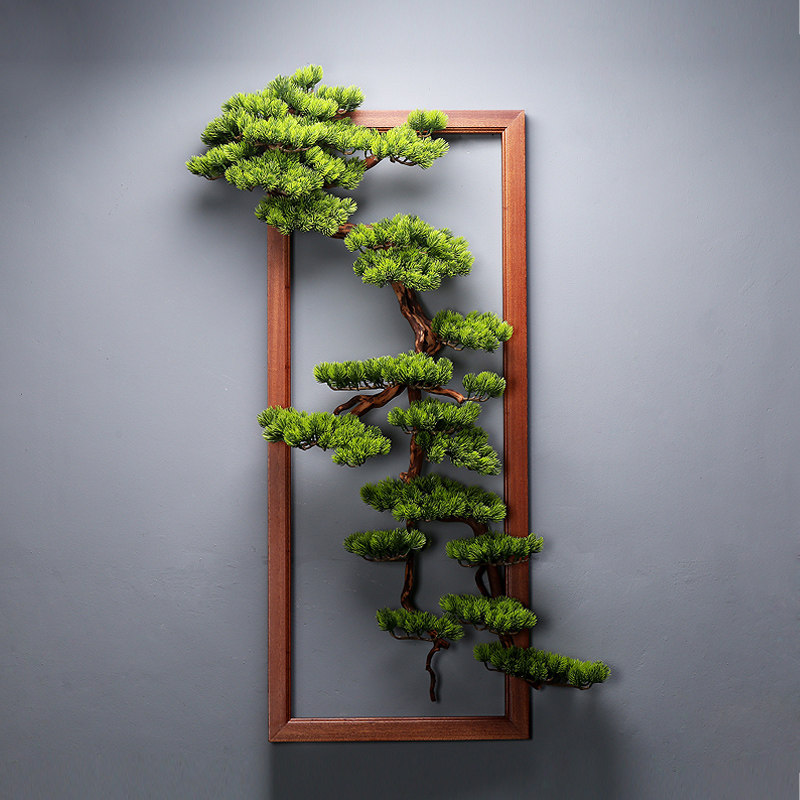 Chinese solid wood wall-mounted living-room Xuanguan sofa Background wall Decorative Tea Room Wall Decoration Emulation Greet Visitors Pine Pendant-Taobao