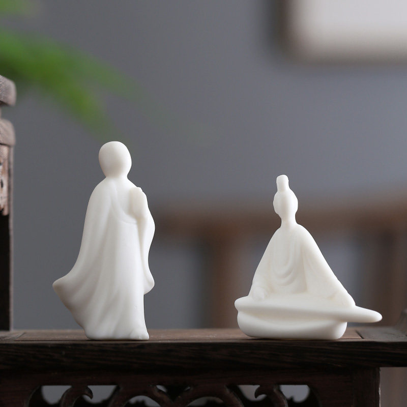 Micro Landscape Bonsai Pendulum pieces Decorative Ceramic Figure Pendulum Pieces Without Phase Small Monk Bertooth Caressing Fish Tank Zen accessories-Taobao