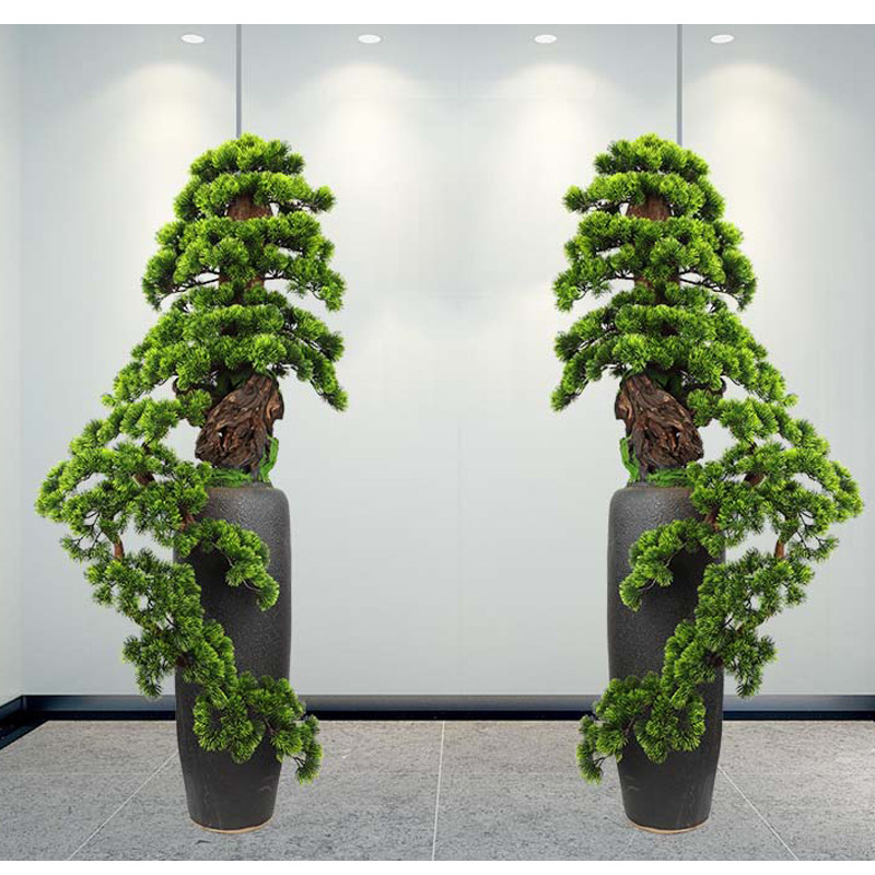 Large Emulation Greet Guest Pine Bonsai Hotel Office Xuanguan Landing Flower Shelf Decoration Swing Piece Company Opening Gift-Taobao
