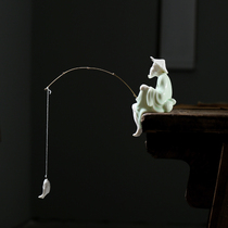 Ginger Taigong Fishing Pendulum microscape Ceramic Fishing Weng Character Fish Tank Aquarium water instrumental building decoration