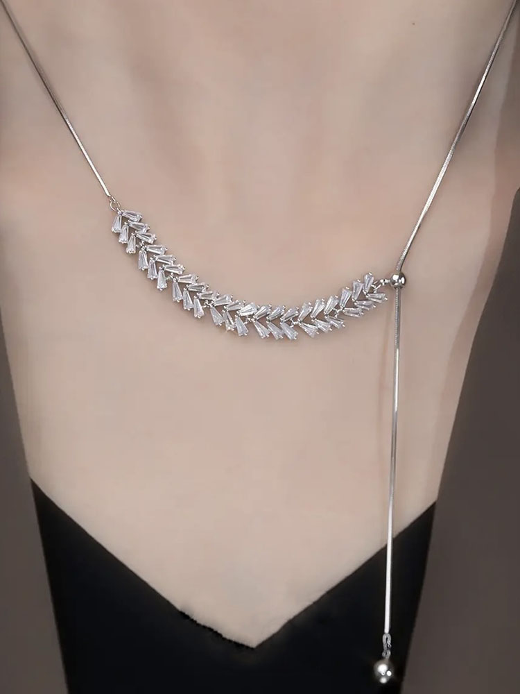 Fashion Leaf Copper Tassel Metal Necklace