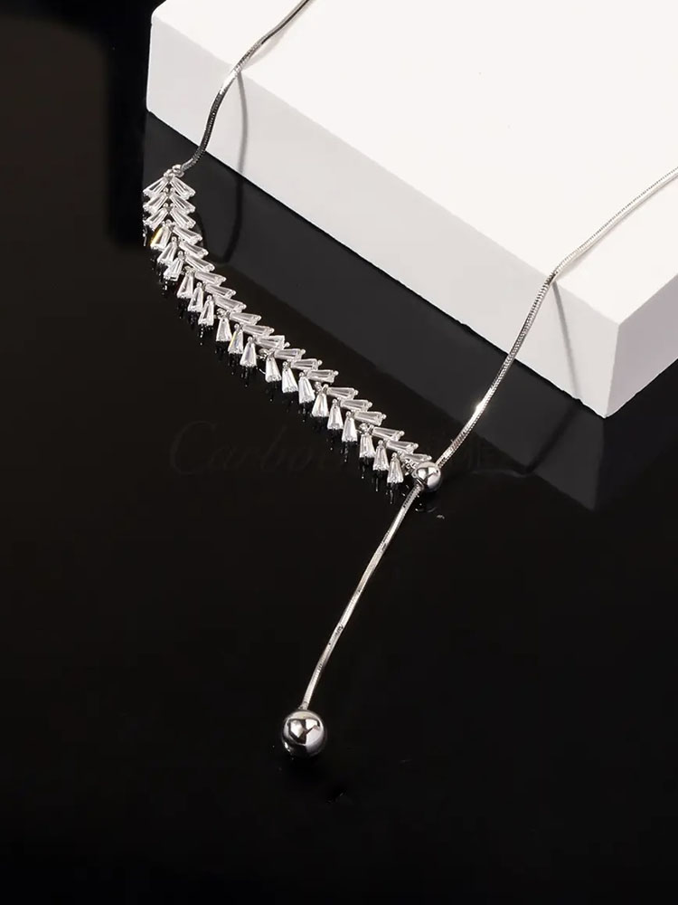 Fashion Leaf Copper Tassel Metal Necklace