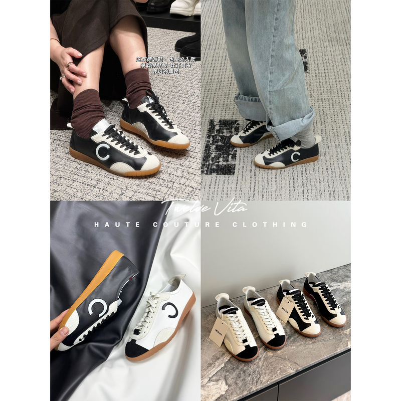 Twelve Vita's Popular Panda Color! 26S New Color-Blocked Lace-Up Casual Sneakers, German Training Shoes for Women Twelve Vita's Popular Panda Color! 26S New Color-Blocked Lace-Up Casual Sneakers, German Training Shoes for Women