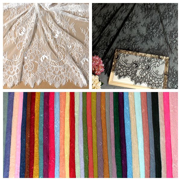 3m Long 1.5m Wide Eyelash Lace Mesh Fabric Clothing Skirt Fabric Home Tablecloth Decorative Lace