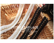 Black and white wool hand Jane beads lace lace belt accessories wide 2 5cmdiy clothing belt sleeve collar accessories