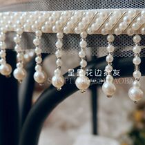 High quality tassel pendant Pearl mesh lace material width 5 5cm DIY clothing home textile handmade decorative accessories