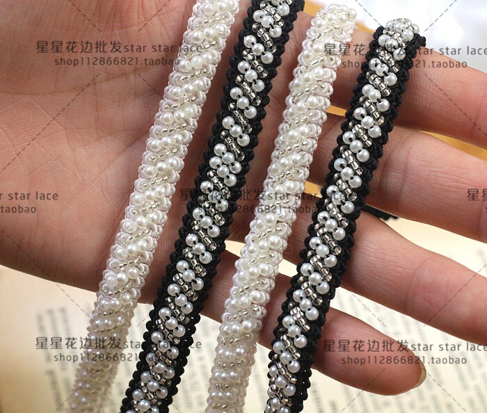 Small fragrant wind quality nail beads lace accessories wide 1cm DIY clothing wedding dresses neckline Neckband Decorative materials