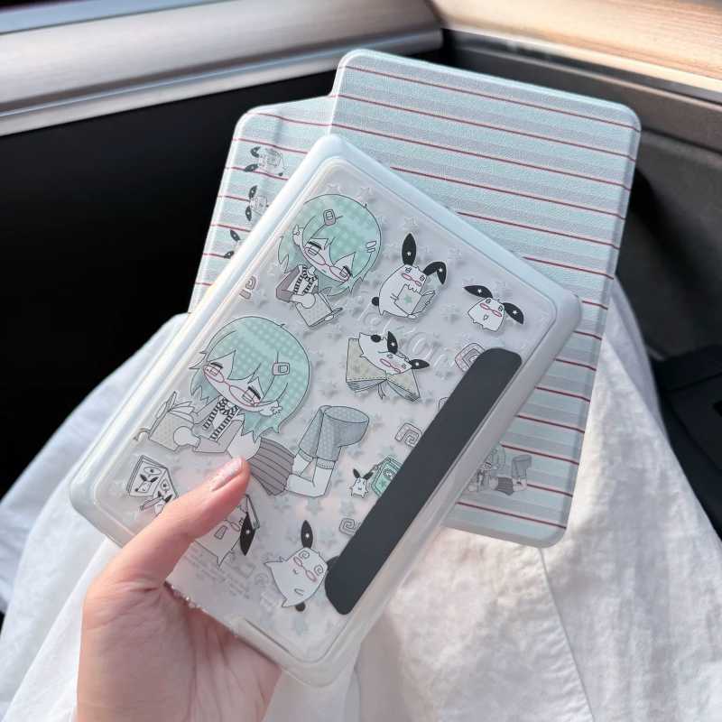Inmybag "Little Bookworm" Kindle Magnetic Detachable Protective Case Kpw1/2/3/4/5/6 Protective Cover Cute Japanese and Korean Girl Silk Pattern